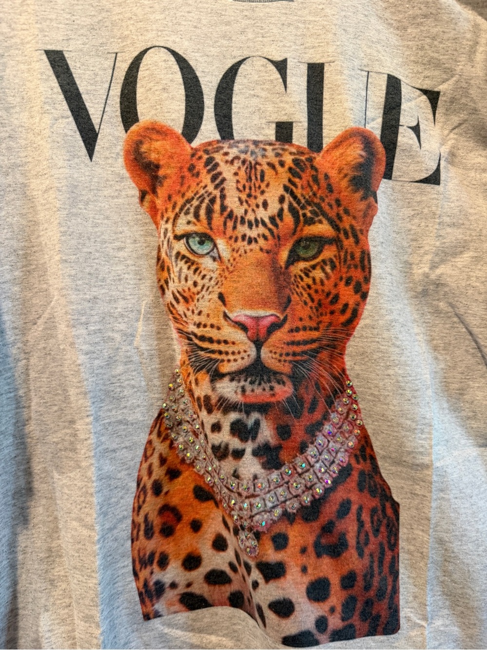 NWOT! Sz xl VOGUE Leopard Graphic Tee in Heather Gray - Picture 3 of 4